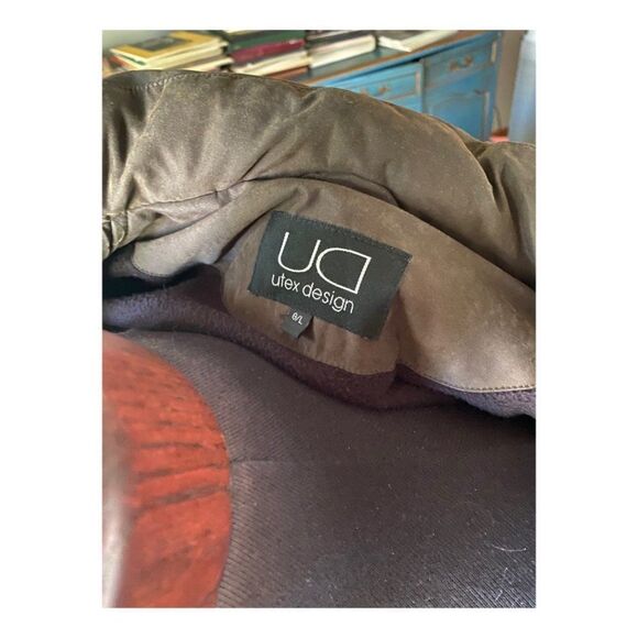 90s Utex Design Winter Parka Fluffy Fun Fur Collar Hooded Embroidery Sz L - Picture 7 of 8